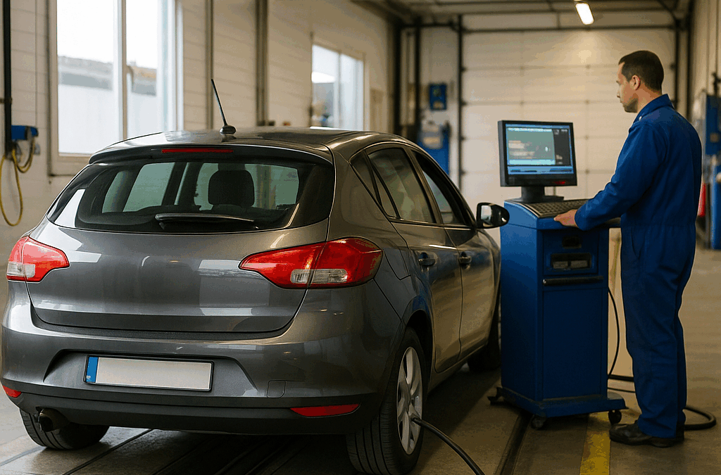 Contrôle technique, un véhicule controlé par un garagiste